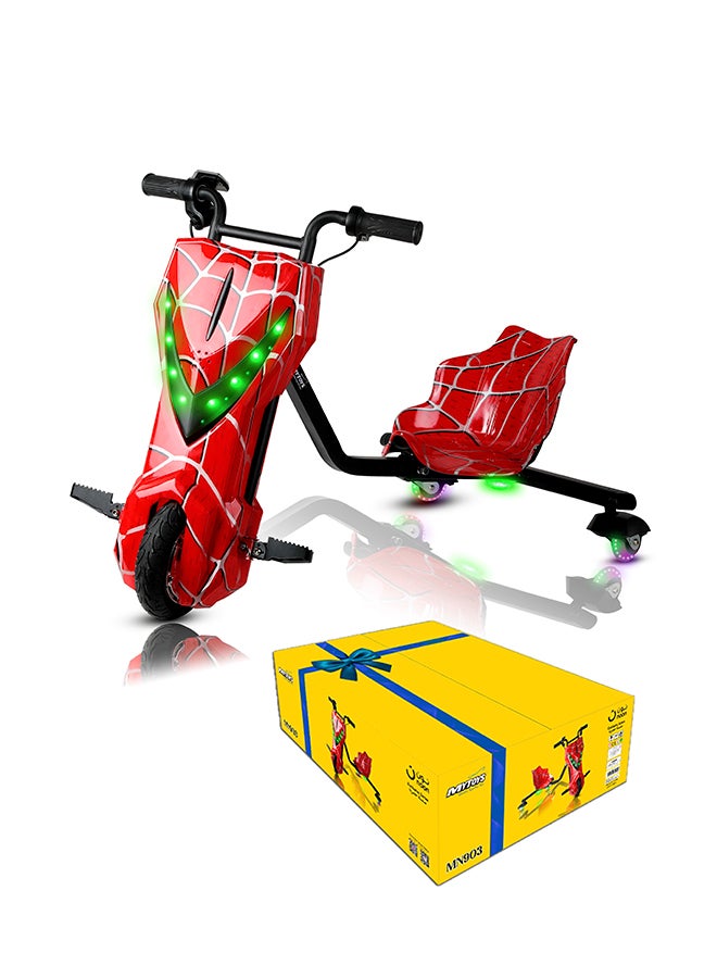 MYTOYS - 36V High-Power 360° Electric Stunt Drifting Scooter For Kids & Adults - Adjustable Body With Bluetooth & Protective Gear, 3 Speed Modes, 250W Brushless Motor, 8-15 Km/H With 80 Kg Load, Age 6+ Noon Exclusive Series - Spider Red - Image 1