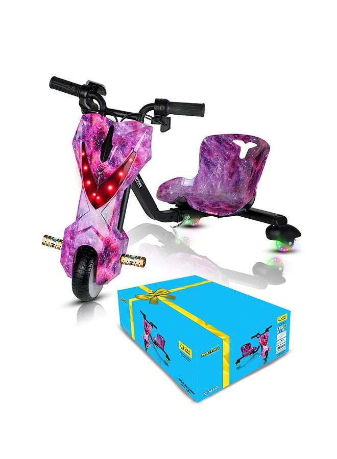 مايتويز سكوتر كهربائي صغير بقوة 36 فولت و360 درجة للأطفال والكبار - جسم قابل للتعديل مزود بتقنية البلوتوث ومعدات الحماية، 3 أوضاع للسرعة، محرك بدون فرش بقدرة 250 وات، 8-15 كم/ساعة مع حمولة 80 كجم، للأعمار من 6 سنوات فما فوق - سلسلة حصرية من الظهر - أرجواني - Image 2