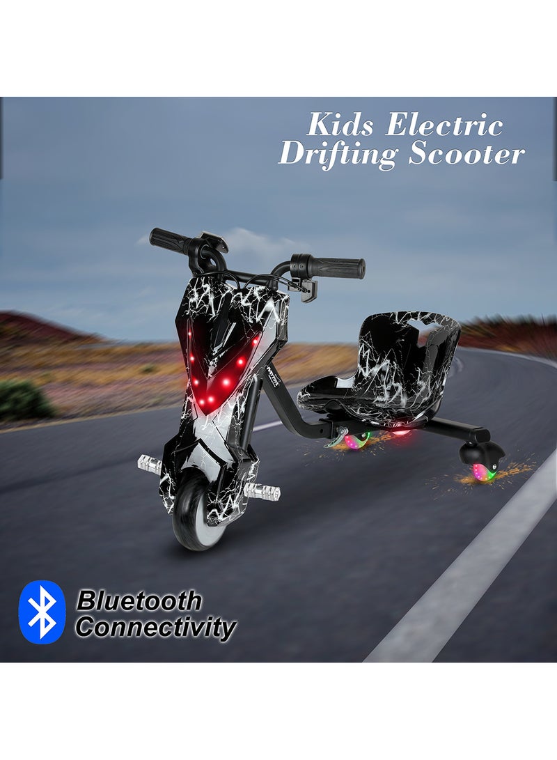 MYTOYS - Mini 36V High-Power 360° Electric Stunt Drifting Scooter For Kids & Adults - Adjustable Body With Bluetooth & Protective Gear, 3 Speed Modes, 250W Brushless Motor, 8-15 Km/H With 80 Kg Load, Age 6+ Noon Exclusive Series - Electric Black & White - Image 1