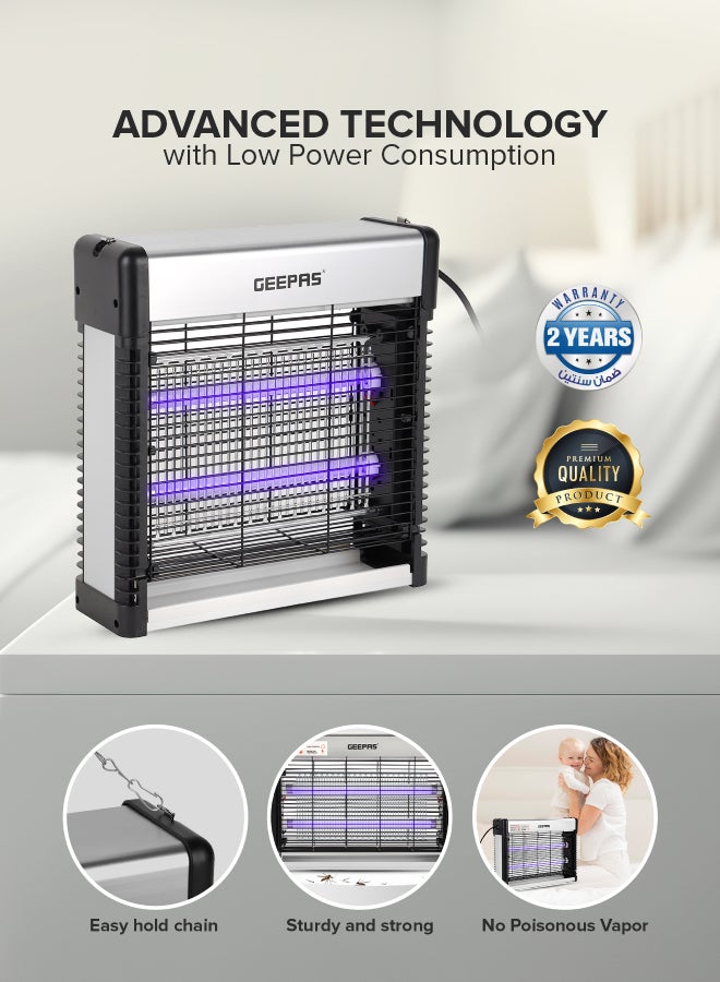 GEEPAS Electric Insect Killer 12W 6X2 W Ultra Violet Tubes | Automatic Pest-Killer with Advanced Technology| No Toxic Fumes or Vapor| No Pollution Healthful| Low Energy Consumption Ideal for Office, Home, Hotels & Commercial Use 12 W GBK25610 Silver/Black  - Image 3