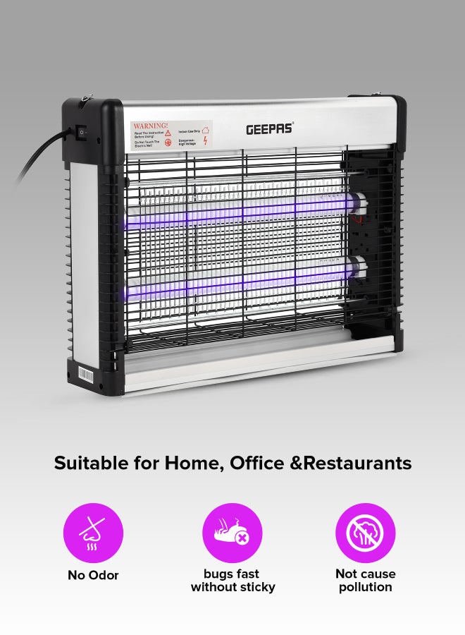 GEEPAS Electric Insect Killer 20W 2X10 W Ultra Violet Tubes | Automatic Pest-Killer with Advanced Technology| No Toxic Fumes or Vapor| No Pollution Healthful| Low Energy Consumption Ideal for Office, Home, Hotels & Commercial Use 20 W GBK25615 Silver/Black  - Image 5