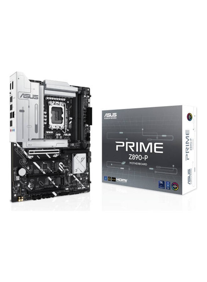 أسوس Prime Z890-P ATX Motherboard, Intel Z890 Chipset, LGA1851 Socket, 4*DIMM DDR5 192GB Max Memory, 4*M.2, 1*PCIe 5.0*16, 1*2.5Gb Ethernet, 1*HDMI, 1*DP, 1*USB 20Gbps port (USB Type-C), AI Solutions, AI PC-Ready | 90MB1I50-M0EAY0 Black  - Image 1