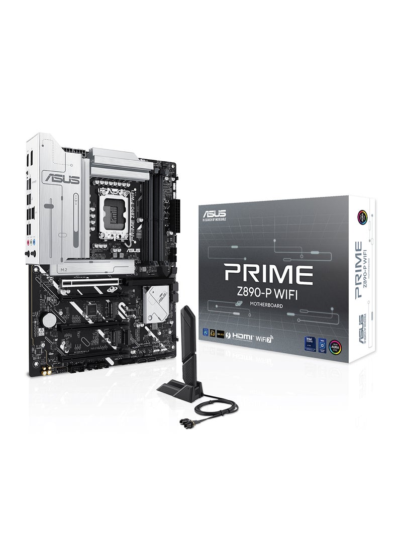 أسوس Prime Z890-P Wi-Fi ATX Motherboard, Intel Z890 Chipset, LGA1851 Socket, 4*DIMM DDR5 192GB Max Memory, 4*M.2, 1*PCIe 5.0*16, 1*2.5Gb Ethernet & Wi-Fi 7, Bluetooth v5.4, 1*HDMI, 1*DP, 1*Intel Thunderbolt 4 port (USB Type-C), AI Solutions, AI PC-Ready | 90MB1I70-M0EAY0 Black  - Image 4