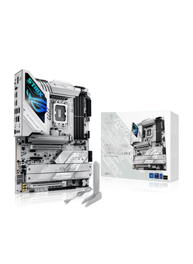 ASUS - ROG STRIX Z890-A GAMING Wi-Fi ATX Motherboard, Intel Z890 Chipset, LGA1851 Socket, 4*DIMM DDR5 192GB Max Memory, 5*M.2, 1*PCIe 5.0*16, 1*2.5Gb Ethernet & Wi-Fi 7, Bluetooth v5.4, 1*HDMI, 1*DP, 2*Intel Thunderbolt, AI Intelligence, DIY-Friendly Design | 90MB1I90-M0EAY0 White - Image 1