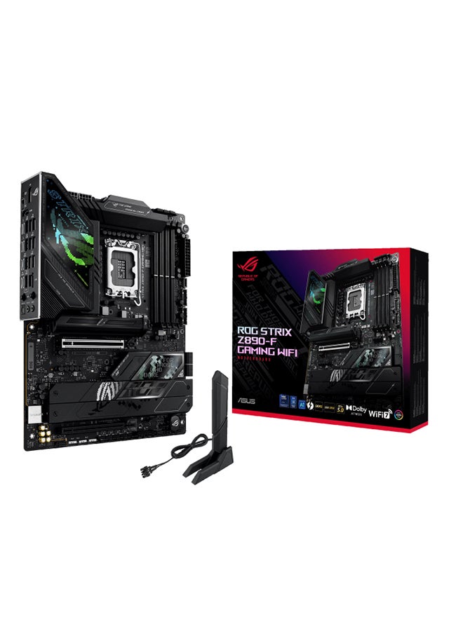 ASUS - ROG STRIX Z890-F GAMING Wi-Fi ATX Motherboard, Intel Z890 Chipset, LGA1851 Socket, 4*DIMM DDR5 192GB Max Memory, 5*M.2, 1*PCIe 5.0*16, 1*2.5Gb Ethernet & Wi-Fi 7, Bluetooth v5.4, 1*HDMI, 1*DP, 2*Intel Thunderbolt, AI Intelligence, DIY-Friendly Design | 90MB1I40-M0EAY0 Black - Image 1