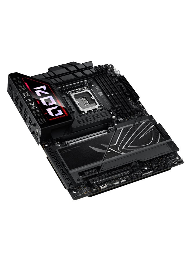 ASUS - ROG MAXIMUS Z890 HERO Wi-Fi ATX Motherboard, Intel Z890 Chipset, LGA1851 Socket, 4*DIMM DDR5 192GB Max Memory, 6*M.2, 1*PCIe 5.0*16, 1*2.5Gb & 1*5Gb Ethernet & Wi-Fi 7, Bluetooth v5.4, 1*HDMI, 2*Intel Thunderbolt, AI Intelligence, EZ PC DIY, Polymo Lighting II | 90MB1ID0-M0EAY0 Black - Image 1