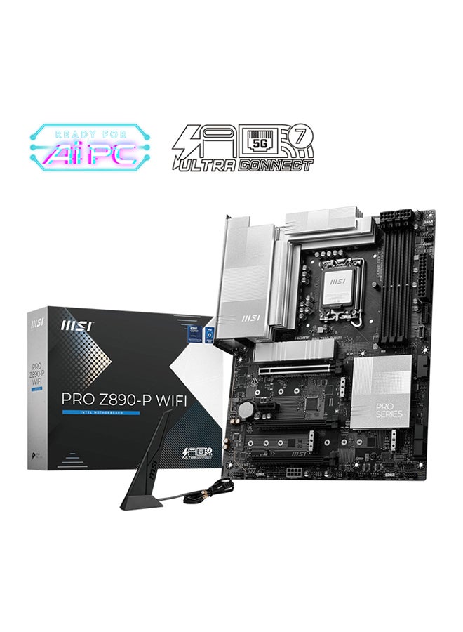 MSI - Pro Z890-P Wi-Fi ATX Motherboard, Intel Z890 Chipset, LGA1851 Socket, 4*DIMM DDR5 256GB Max Memory, 4*M.2, 1*PCIe 5.0*16, 1*5Gb Ethernet & Wi-Fi 7, Bluetooth v5.4, 1*HDMI, 1*DP, 1*Type-C Display Port, Frozr Guard, EZ DIY, Ready For AI PC, | 911-7E34-001 Black - Image 1