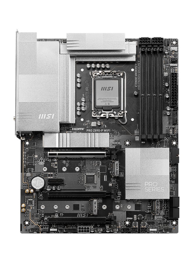 MSI - Pro Z890-P Wi-Fi ATX Motherboard, Intel Z890 Chipset, LGA1851 Socket, 4*DIMM DDR5 256GB Max Memory, 4*M.2, 1*PCIe 5.0*16, 1*5Gb Ethernet & Wi-Fi 7, Bluetooth v5.4, 1*HDMI, 1*DP, 1*Type-C Display Port, Frozr Guard, EZ DIY, Ready For AI PC, | 911-7E34-001 Black - Image 1