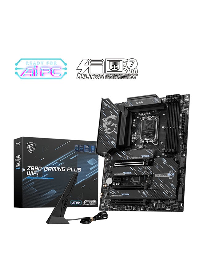 MSI Z890 GAMING PLUS Wi-Fi ATX Motherboard, Intel Z890 Chipset, LGA1851 Socket, 4*DIMM DDR5 256GB Max Memory, 4*M.2, 1*PCIe 5.0*16, 1*5Gbps Ethernet & Wi-Fi 7, Bluetooth v5.4, 1*HDMI, 1*DP, 1*Type-C Display Port, Frozr Guard, EZ DIY, Audio Boost, Ready For AI PC | 911-7E34-002 Black  - Image 1