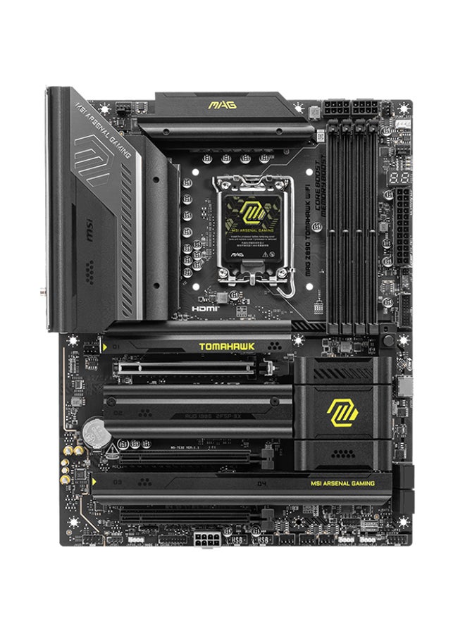 MSI - MAG Z890 TOMAHAWK Wi-Fi ATX Motherboard, Intel Z890 Chipset, LGA1851 Socket, 4*DIMM DDR5 256GB Max Memory, 4*M.2, 1*PCIe 5.0*16, 1*5Gb Ethernet & Wi-Fi 7, Bluetooth v5.4, 1*HDMI, 2*Type-C Display Port, Audio Boost 4, Frozr Guard, EZ DIY, Ready For AI PC | 911-7E32-003 Black - Image 1
