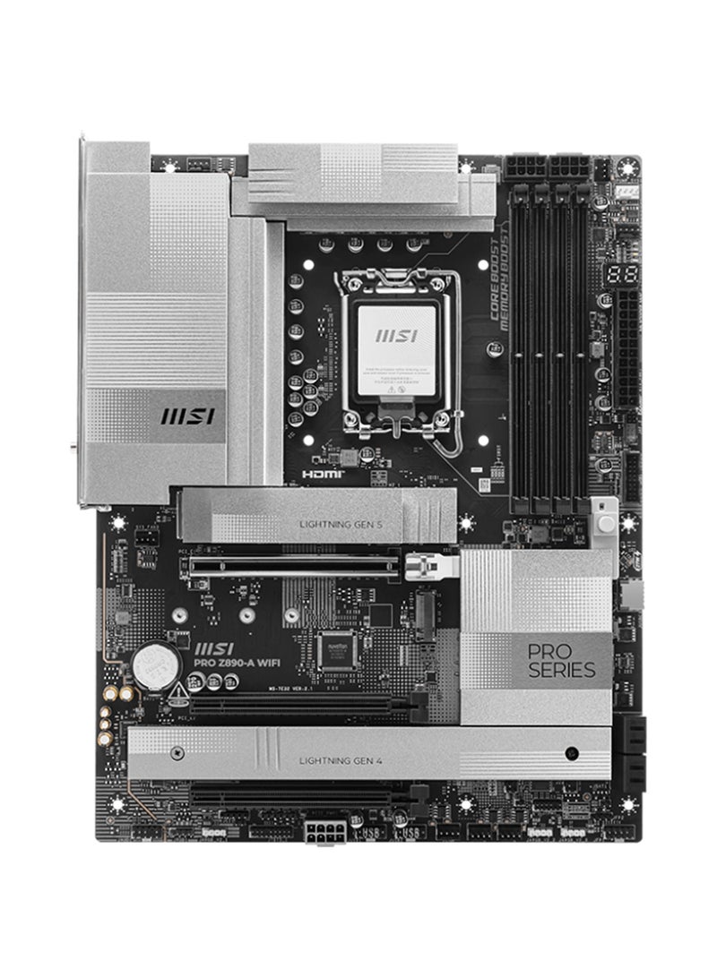 MSI PRO Z890-A Wi-Fi ATX Motherboard, Intel Z890 Chipset, LGA1851 Socket, 4*DIMM DDR5 256GB Max Memory, 4*M.2, 1*PCIe 5.0*16, 1*5Gb Ethernet & Wi-Fi 7, Bluetooth v5.4, 1*HDMI, 2*Type-C Display Port, Audio Boost 4, Frozr Guard, EZ DIY, Ready For AI PC | 911-7E32-004 Black  - Image 2