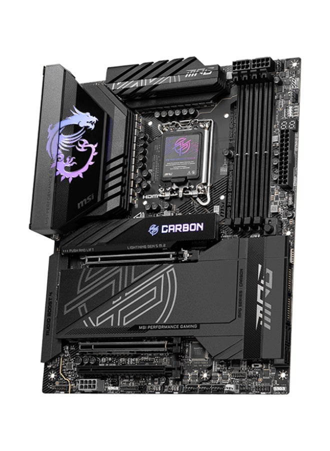 MSI - MPG Z890 CARBON Wi-Fi ATX Motherboard, Intel Z890 Chipset, LGA1851 Socket, 4*DIMM DDR5 256GB Max Memory, 5*M.2, 1*PCIe 5.0*16, 1*2.5Gb & 1*5Gb Ethernet, Wi-Fi 7, Bluetooth v5.4, 1*HDMI, 2*Type-C Display Port, Audio Boost 4, Frozr Guard, EZ DIY, Ready For AI PC | 911-7E17-001 Black - Image 1