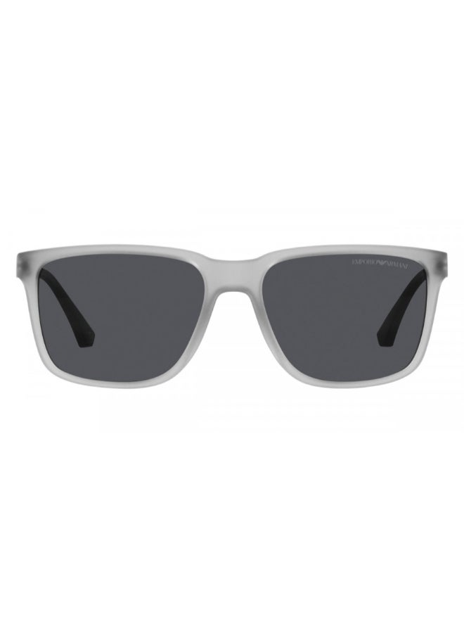 EMPORIO ARMANI - Men's Mirrored Square Shape Acetate Sunglasses 4047 - Lens Size: 56 Mm - Matte Trasparent Grey - Image 1