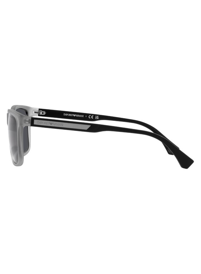 EMPORIO ARMANI - Men's Mirrored Square Shape Acetate Sunglasses 4047 - Lens Size: 56 Mm - Matte Trasparent Grey - Image 1