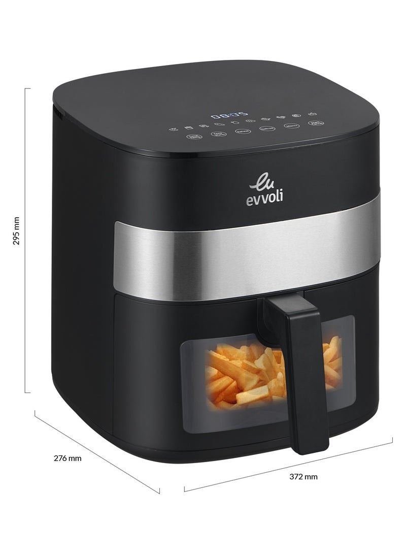 evvoli - 6L Air Fryer With 10 Preset Programs,1500W, Transparent Window 6 L 16000 W EVKA-AF6010T Black - Image 1