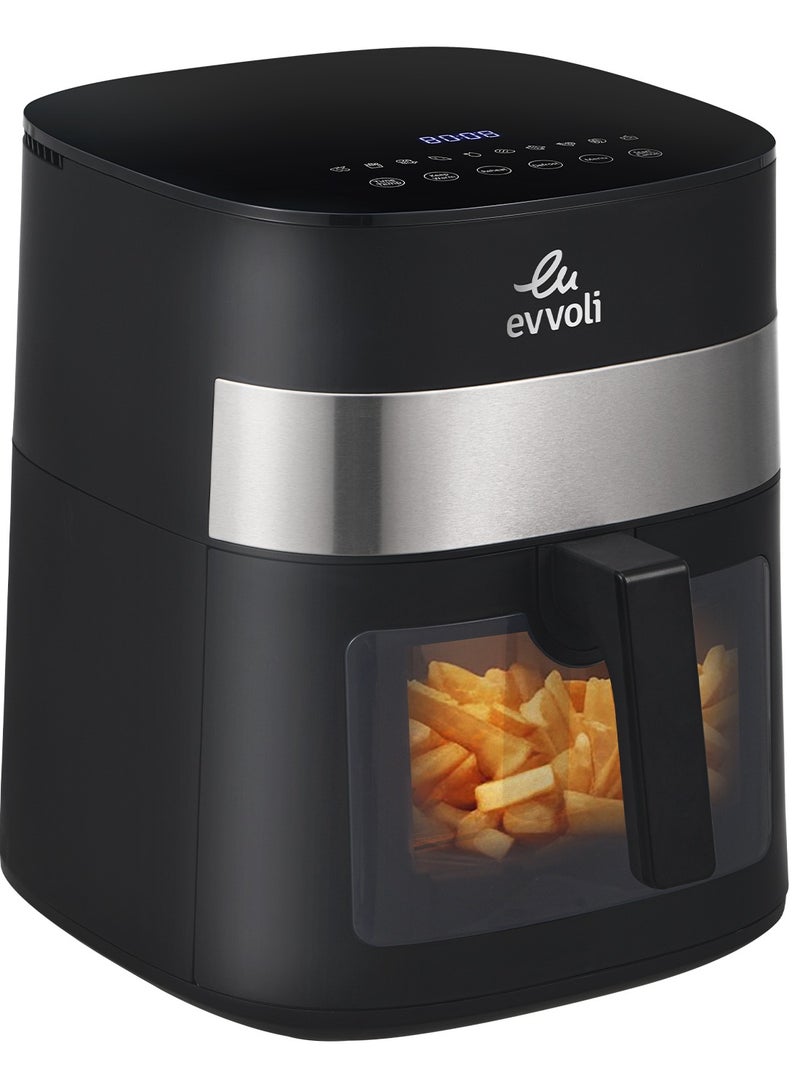 evvoli 8L Air fryer With 10 Preset Programs, 1800W, Transparent Window 8 L 1700 W EVKA-AF8010T Black  - Image 2