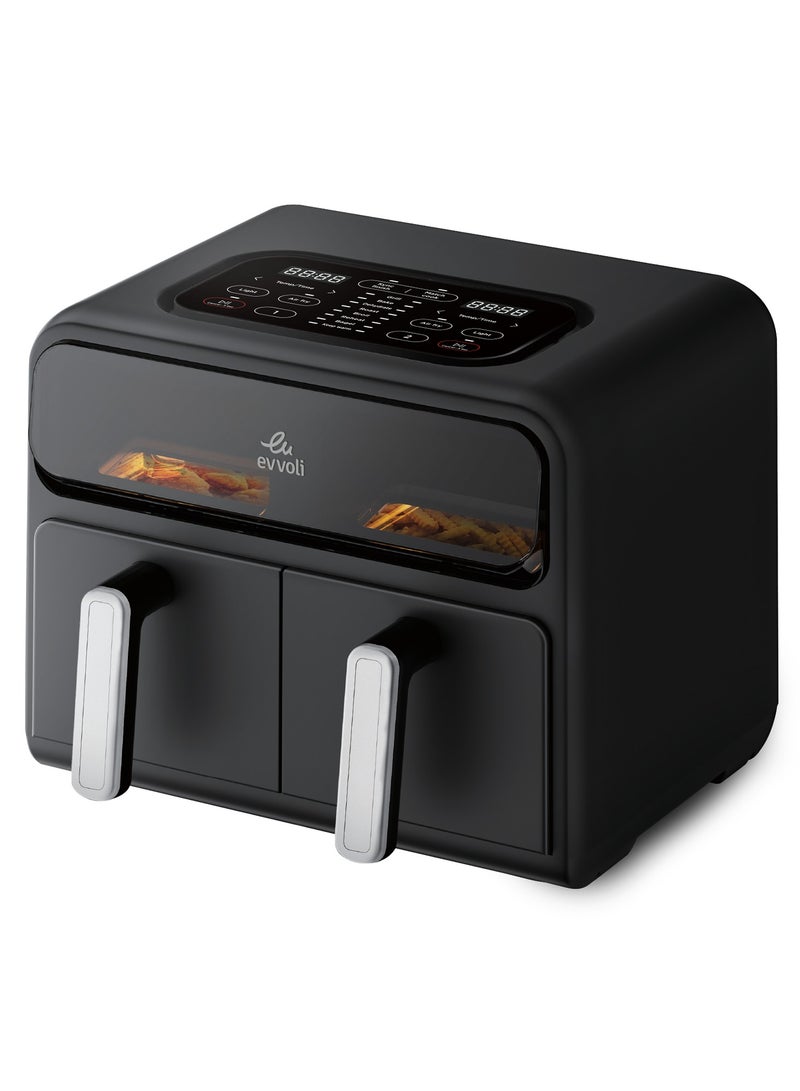 evvoli Air fryer with Dual Basket Design, 9 preset programs, Transparent Window 9 L 2400 W EVKA-AF9009T Black  - Image 2