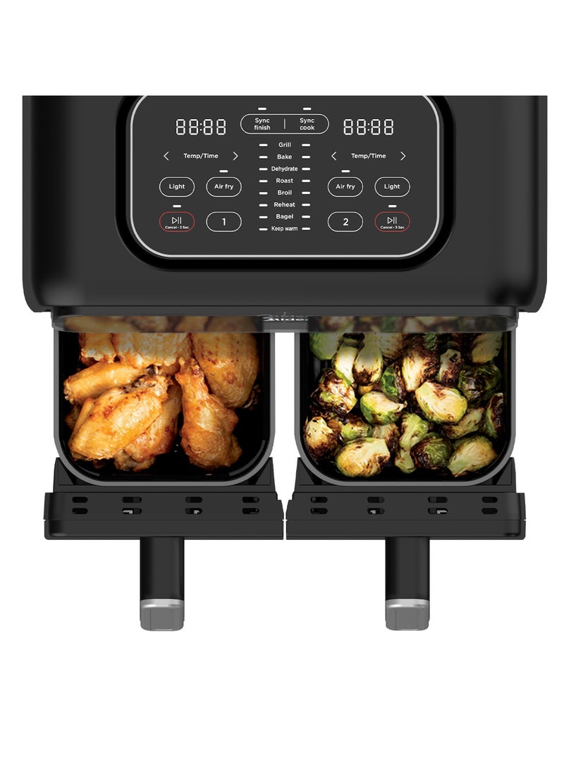 evvoli Air fryer with Dual Basket Design, 9 preset programs, Transparent Window 9 L 2400 W EVKA-AF9009T Black  - Image 3