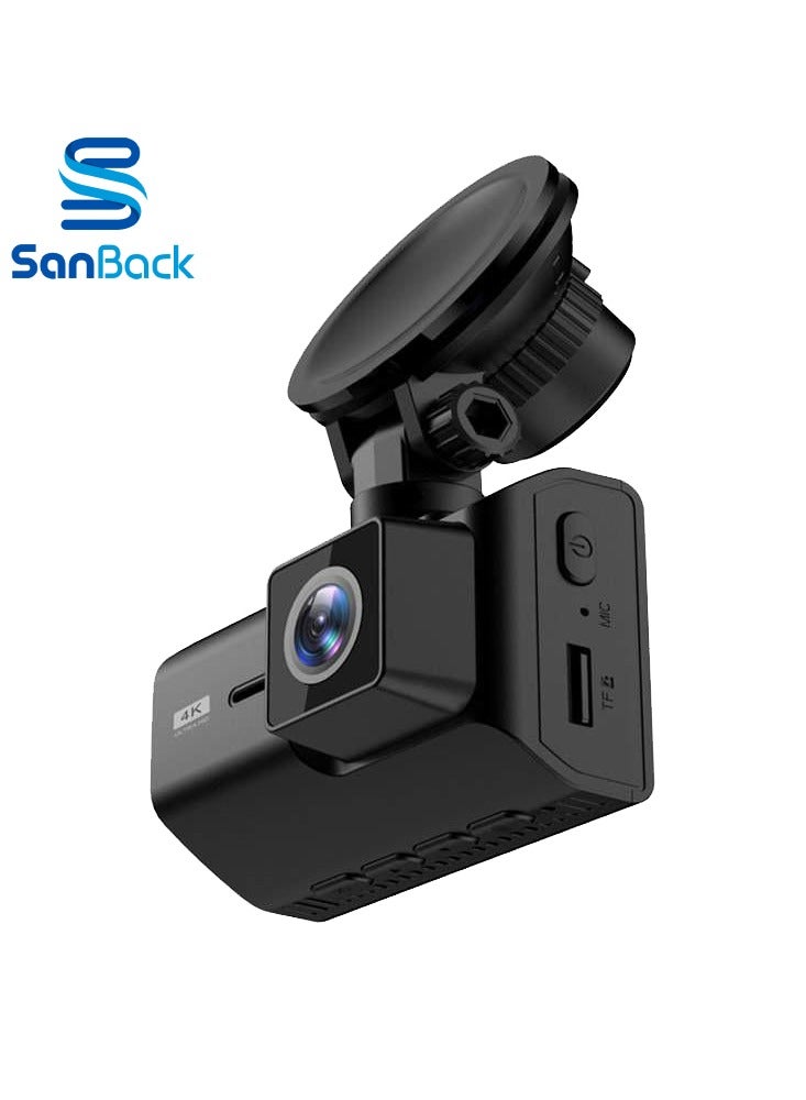 سان باك - كاميرا سيارة واي فاي داش كام M500 للرؤية الأمامية 4K والخلفية 2K بدقة عالية - Image 1