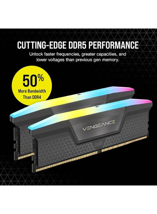 CORSAIR - VENGEANCE 32GB (2 x 16GB) RGB DDR5 288-Pin Dual Channel Desktop Memory Kit, 6000 MHz Tested Speed, CL36 Rev E CAS Latency, EXPO, Overclock PMIC, 1.35V, Gray | CMH32GX5M2E6000Z36 - Image 1