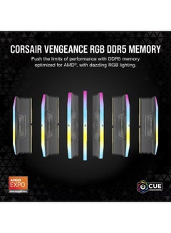 كورسير VENGEANCE 32GB (2 x 16GB) RGB DDR5 288-Pin Dual Channel Desktop Memory Kit, 6400 MHz Tested Speed, 32-40-40-84 Latency, AMD EXPO & Intel XMP Profile, 1.40V, Grey | CMH32GX5M2B6400Z32  - Image 2