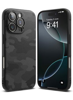 Ringke Onyx Design Case For iPhone 16 Pro Max, Enhanced Grip Tough Flexible TPU Shockproof Rugged TPU Bumper Drop Protection Phone Cover - Camo Black  - Image 1
