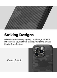 Ringke Onyx Design Case For iPhone 16 Pro Max, Enhanced Grip Tough Flexible TPU Shockproof Rugged TPU Bumper Drop Protection Phone Cover - Camo Black  - Image 3