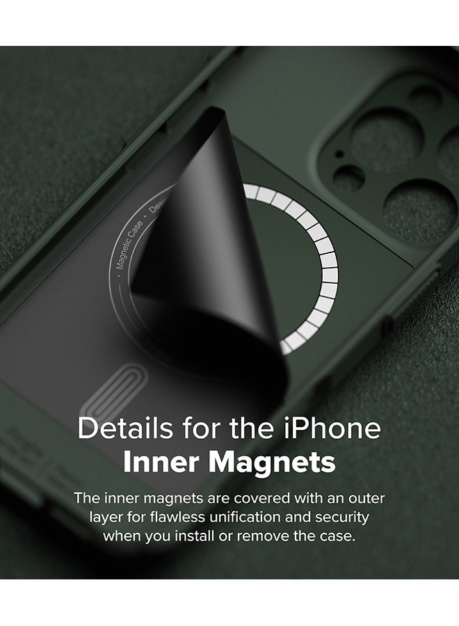 Ringke Rugged Gear Magnetic For iPhone 16 Pro Max Case For MagSafe, Prevents Oily Smudges Non-Slip Enhanced Grip Protective Phone Cover - Dark Green - Image 3