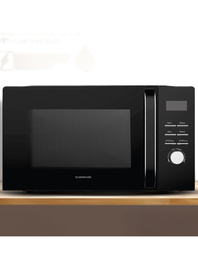 أولسنمارك Digital Microwave Oven with Convection, 5 Power Levels, Grill Function, Defrost Setting, Tunable Glass Tray, Child Lock Function, 60 Minutes Cooking Timer 28 L 2000 W OMMO7041 Black  - Image 1