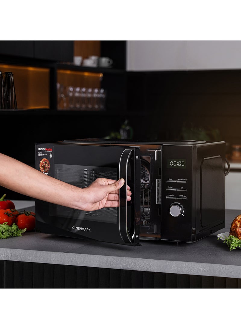 Olsenmark 28L Digital Microwave Oven with Convection – OMMO7041 | 5 Power Levels, Grill & Defrost Functions, Turnable Glass Tray, 60-Minute Timer, Child Lock 28 L 2000 W OMMO7041 Black - Image 1