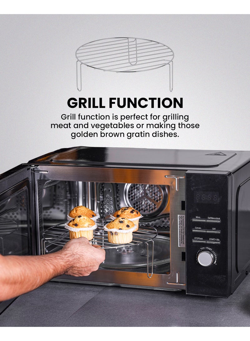 Olsenmark 28L Digital Microwave Oven with Convection – OMMO7041 | 5 Power Levels, Grill & Defrost Functions, Turnable Glass Tray, 60-Minute Timer, Child Lock 28 L 2000 W OMMO7041 Black - Image 4