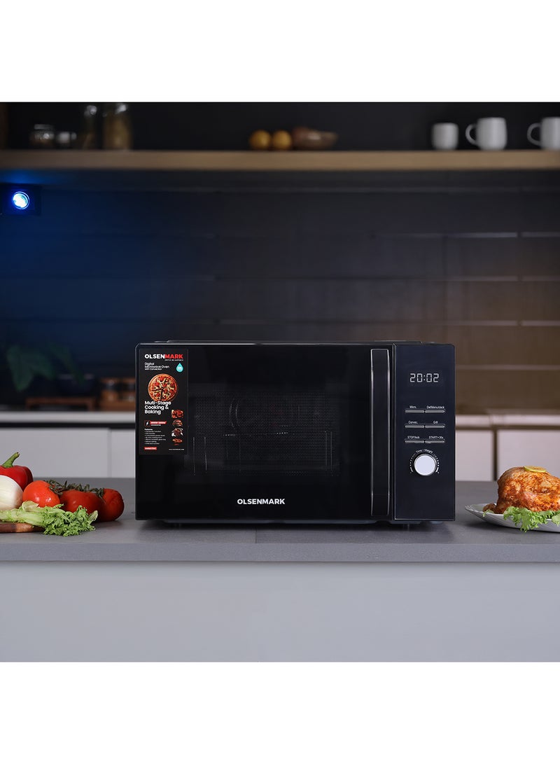 Olsenmark 28L Digital Microwave Oven with Convection – OMMO7041 | 5 Power Levels, Grill & Defrost Functions, Turnable Glass Tray, 60-Minute Timer, Child Lock 28 L 2000 W OMMO7041 Black - Image 2