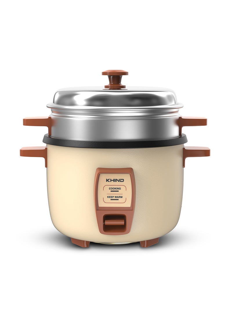 KHIND 1 L Rice Cooker with Teflon Coated Aluminium Pot, Electric Rice Cooker For Cooking , Stainless Steel and Compact Design, Perfectly Cooked Meals Every Time 1 L 365 W RC910T Cream Magnolia  - Image 1
