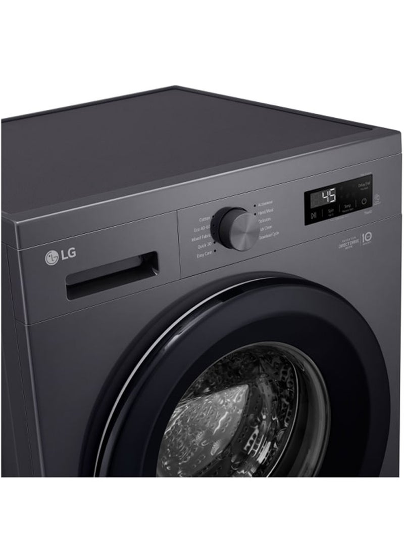 إل جي - 9kg Front Load Washing Machine with Steam Technology & Smart Diagnosis ,6 Motion Inverter Direct Drive F2Y1VYP6J Black - Image 1