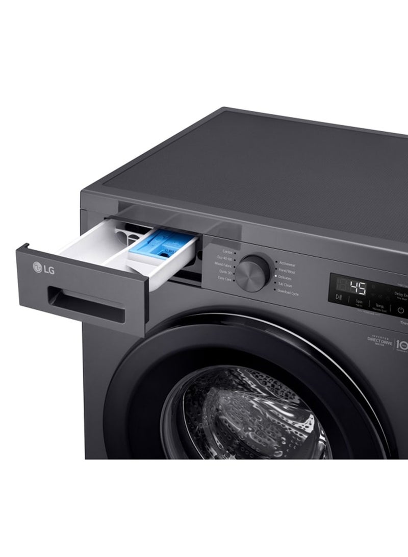 إل جي - 9kg Front Load Washing Machine with Steam Technology & Smart Diagnosis ,6 Motion Inverter Direct Drive F2Y1VYP6J Black - Image 1