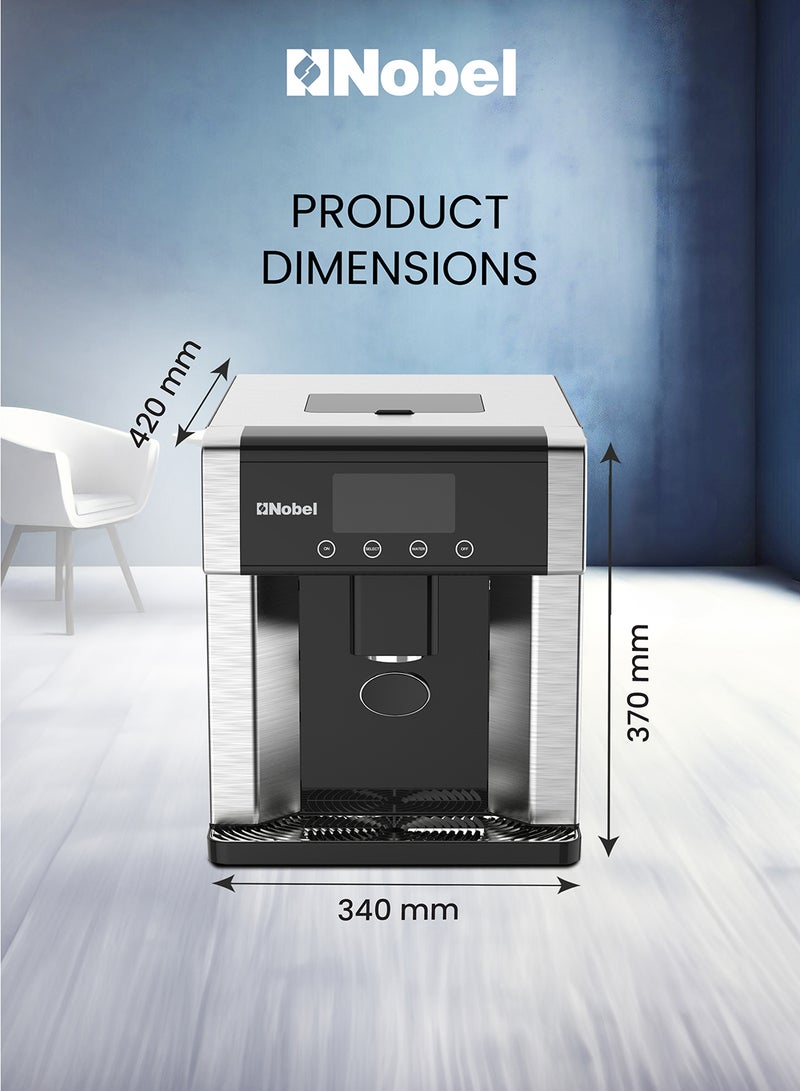 Nobel - Ice Maker High-Capacity: 10-15 kg/24h Production, 600 g Ice Bin, 1.8 L Cold Water Tank, Automatic Dispensing, LCD Display, and Three Adjustable Ice Sizes for Ultimate Convenience 1.8 L 150 W NIM31 Silver - Image 1