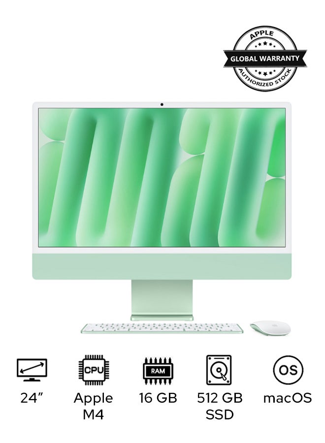 Apple - 24-inch iMac MWV03 with Retina 4.5K Display, M4 Chip 10-Core CPU 10-Core GPU Processor/16GB RAM/512GB SSD/macOS English Green - Image 1