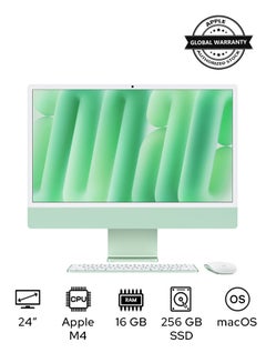Apple 24-inch iMac MWUY3 with Retina 4.5K Display, M4 Chip 10-Core CPU 10-Core GPU Processor/16GB RAM/256GB SSD/macOS English Green  - Image 1