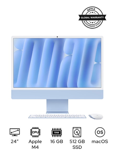 24-inch iMac MWV33 with Retina 4.5K Display, M4 Chip 10-Core CPU 10-Core GPU Processor/16GB RAM/512GB SSD/macOS English Blue