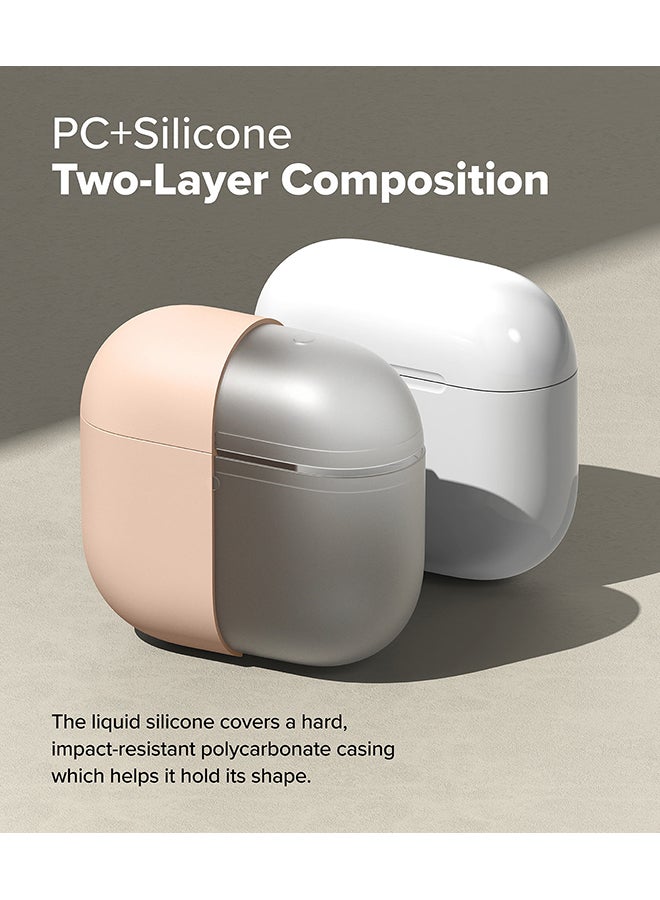 Ringke Silicone Cover For AirPods 4 Case, Soft Liquid Silicone Anti-Scratch Shockproof Oil Smudge Proof Protective Cover with Keychain Carabiner - Pink Sand - Image 5