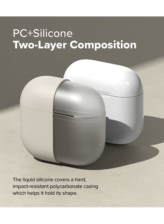 Ringke Silicone Cover For AirPods 4 Case, Soft Liquid Silicone Anti-Scratch Shockproof Oil Smudge Proof Protective Cover with Keychain Carabiner - Stone - Image 5