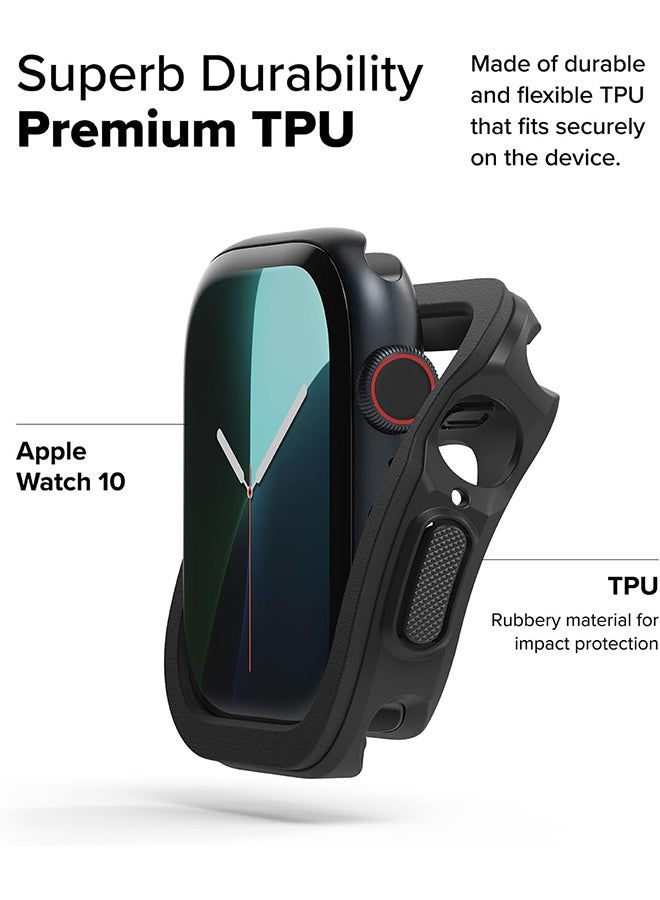 Ringke Air Sports For Apple Watch 10 42mm Case Thin Soft Flexible Rugged TPU Raised Bezel Frame Shockproof Protective Button Cover - Black - Image 4