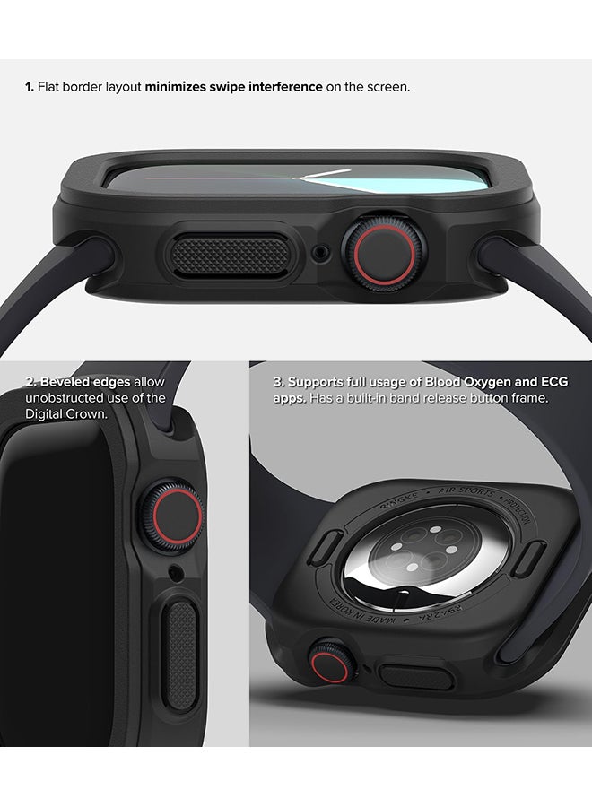 Ringke Air Sports For Apple Watch 10 42mm Case Thin Soft Flexible Rugged TPU Raised Bezel Frame Shockproof Protective Button Cover - Black - Image 3