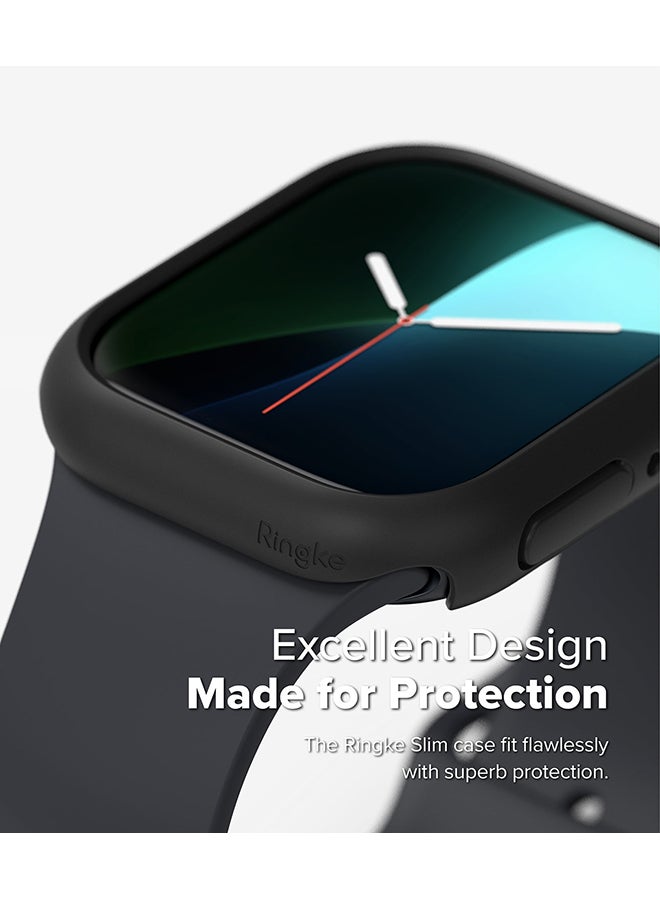 رينجك Slim Case For Apple Watch 10 46mm, Bezel Frame Only Hard Polycarbonate Thin Cover- Clear + Matte Black Multicolour - Image 4