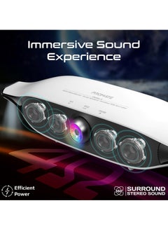 PROMATE Promate Bluetooth Speaker with 20W HD Stereo Sound, Dual Bass and Treble Drivers, 3 EQ Modes, True Wireless Connection, 12 RGB Modes, 6400mAh Battery, USB Flash Support White  - Image 3