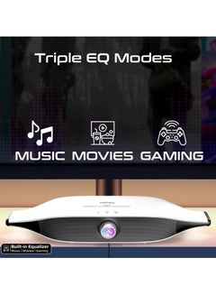 PROMATE Promate Bluetooth Speaker with 20W HD Stereo Sound, Dual Bass and Treble Drivers, 3 EQ Modes, True Wireless Connection, 12 RGB Modes, 6400mAh Battery, USB Flash Support White  - Image 4