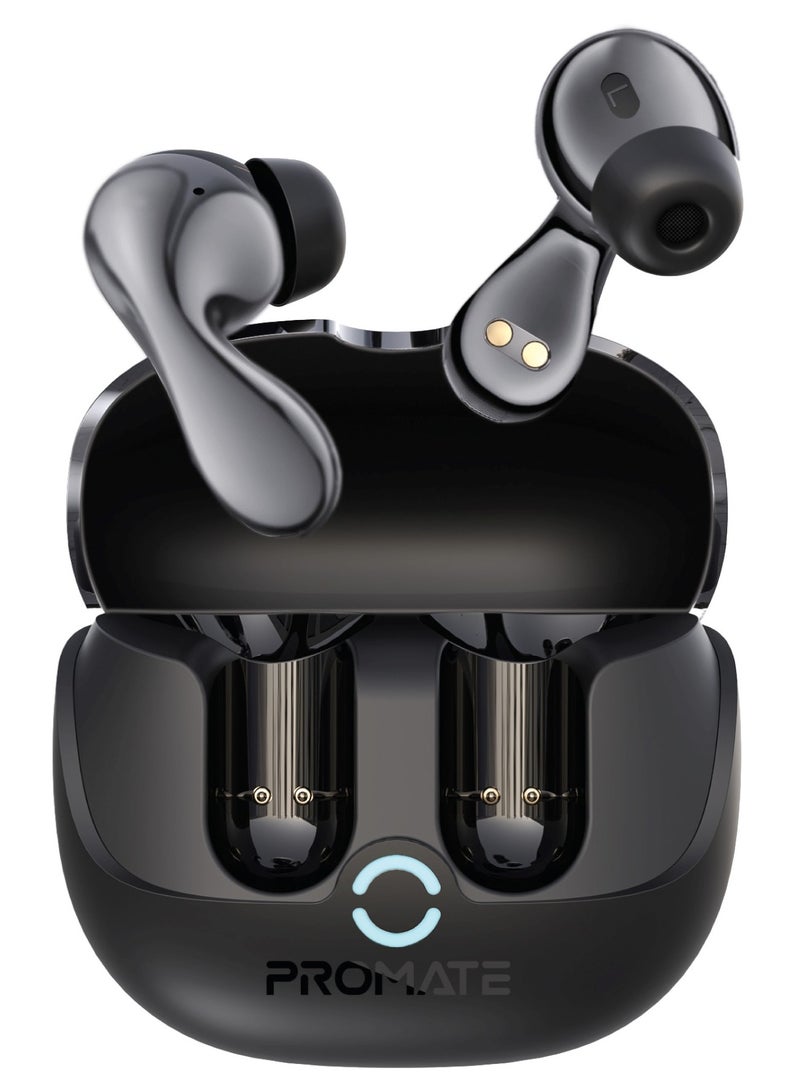PROMATE Promate True Wireless Earbuds with Active Noise Cancellation (ANC) and Environmental Noise Cancellation (ENC), Bluetooth 5.4, and 40Hrs Playtime Black  - Image 1