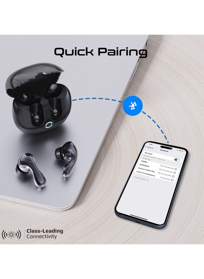 PROMATE Promate True Wireless Earbuds with Active Noise Cancellation (ANC) and Environmental Noise Cancellation (ENC), Bluetooth 5.4, and 40Hrs Playtime Black  - Image 5