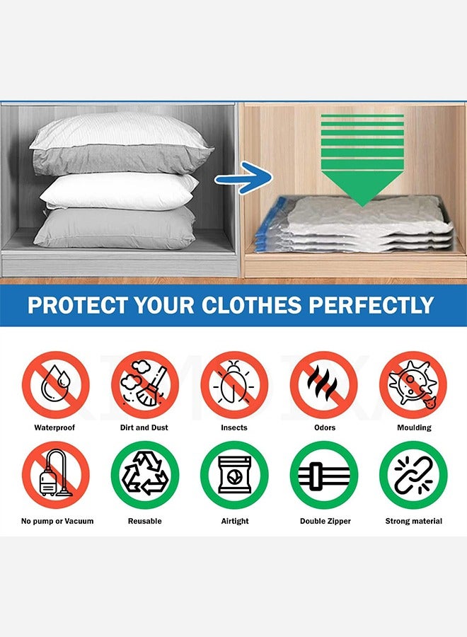 Home Care - Home Care Vacuum Compression Six Zipper Storage Bags with Hand Pump, Travel and Home Packing Organizers Transparent - Image 1