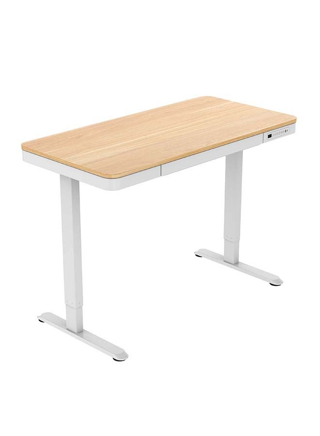 Height Adjustable Desk -2 Leg - Single Motor -Wood Table /Frame White- With Memory Function. W. Drawer & Usb-1200 Size Tabletop Single Motor Wood/ White